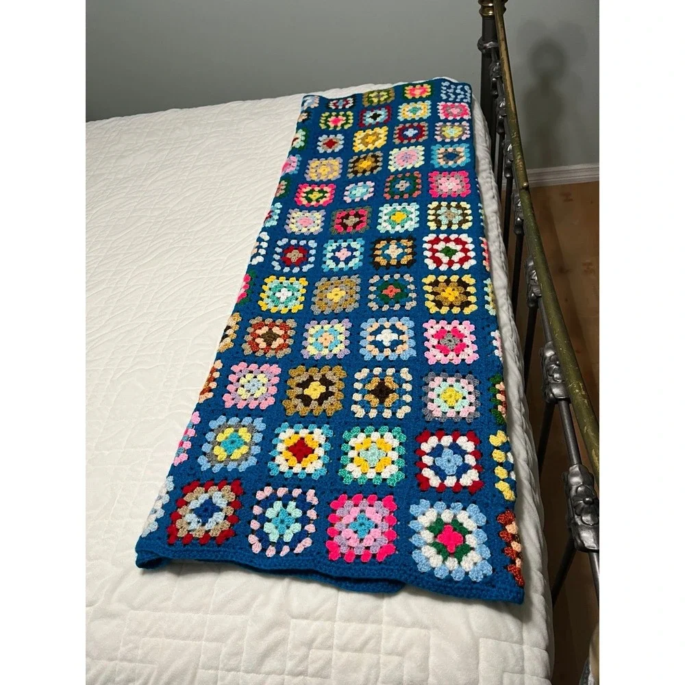 Crochet Granny Square Multicolor Throw